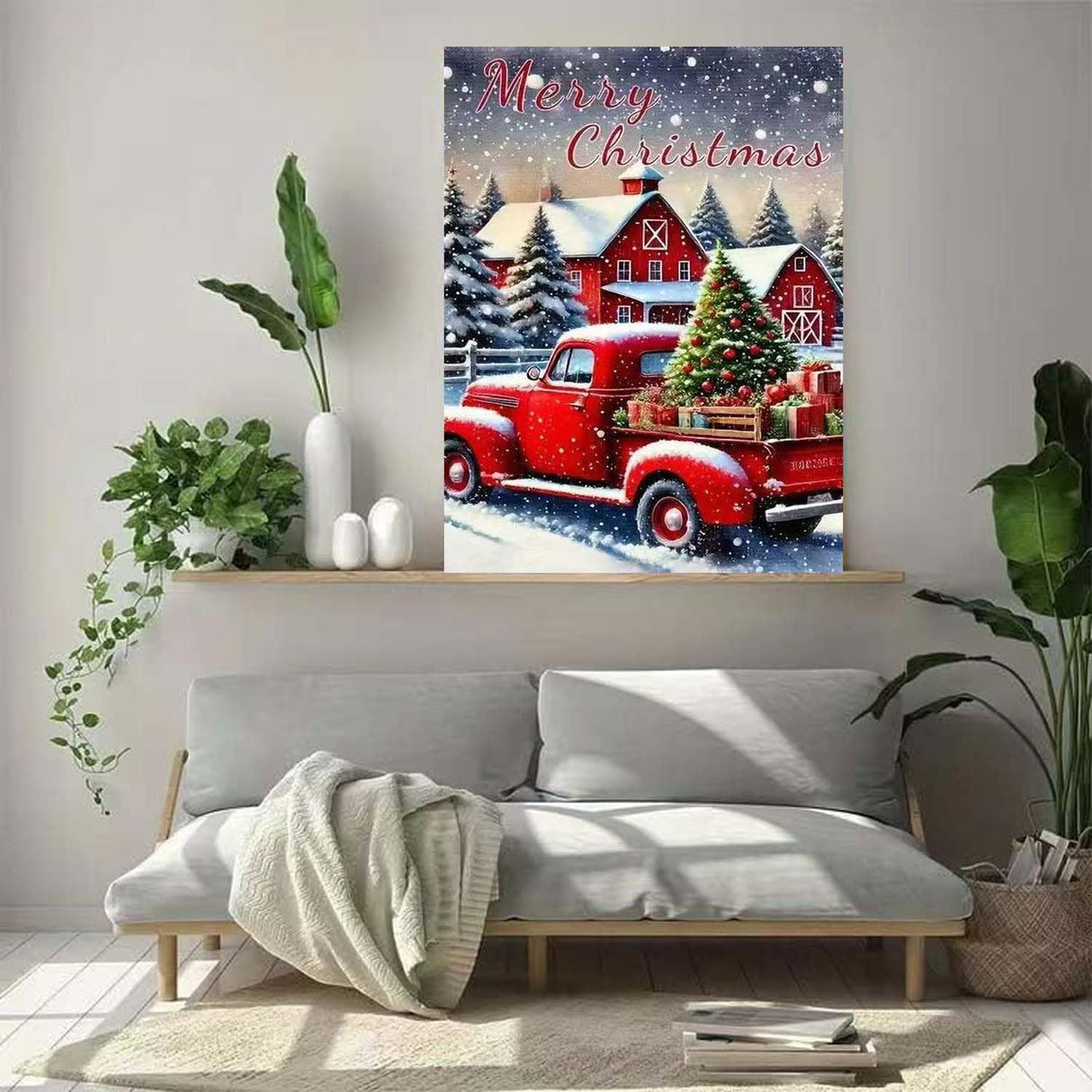 Winter Red Truck Diamond Art Kits for Adults,Merry Christmas Diamond Painting Kits for Beginners,DIY 5D Round Full Drill Diamond Dots Paintings Picture Arts Craft for Home Decor 12 x 16inch ZHUDENGXJL