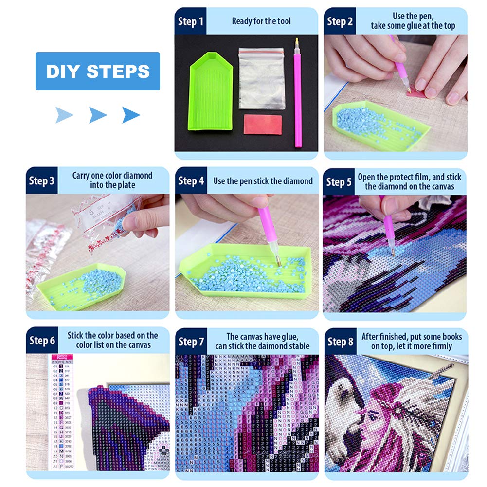 Stalente Diamond Painting Kits for Adults, Diamond Painting Dog, Diamond Art Animal, DIY 5D Round Full Drill Diamond Art Dog and Duck Craft for Home Decor 13.7X17.7in, Umbrella Stalente