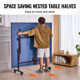 VEVOR Ping Pong Table, Professional Table Tennis Game, Indoor MDF Portable Table Tennis Table, Foldable Ping Pong Table with Quick Clamp Net and Lockable Wheel, 10 Minute Easy Assembly, 12mm Tabletops VEVOR