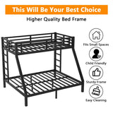 anwickjeff Metal Full Over Queen Bunk Bed for Adults, Heavy Duty Bunk Beds with 2 Stairs,Safety Guardrail, Noise Free, Easy Assembly (Full Over Queen) anwickjeff