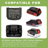 JYJZPB 20V MAX Lithium Battery Charger Compatible for Black & Decker 20V Lithium Battery LBXR20 LBX20 LB20 LBXR20-OPE LBX 4020 LB2X4020 LBXR2020-OPE, LCS1620 Lithium Battery Charger JYJZPB