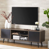 WAMPAT Mid Century Modern TV Stand for TVs up to 65 inches, Wood TV Console Media Cabinet with Storage, Entertainment Center for Living Room Bedroom, Black, 60 inch WAMPAT