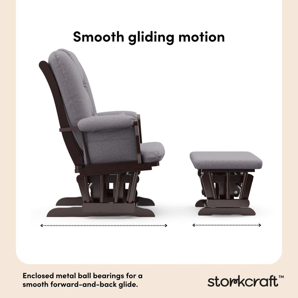 Storkcraft Tuscany Custom Glider and Ottoman with Free Lumbar Pillow (Espresso/Slate Gray Swirl) - Cleanable Upholstered Comfort Rocking Nursery Chair with Ottoman Storkcraft