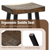 Giantex Bar Stools Set of 4, 29" Bar Height Saddle Stools, Bar Dining Chairs with Rubber Wood Frame & Footrest, Backless Barstools for Kitchen Island, Dining Room, Pub, Rustic Brown Giantex