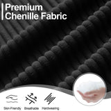 Abbrevi 87.4" Oversize 3 Seater Couch,Upholstered Sofa for Living Room,Modern Deep Seat Comfy Loveseat Couch with Cup Holders,Corduroy Love Seat Sofa (Black) Abbrevi