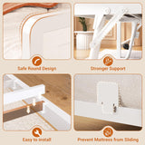 Homieasy Daybed with Trundle, Farmhouse Twin Day Bed with Bookcase Headboard and Charging Station, Heavy Duty Metal Sofa Bed Frame with Pop-up Trundle Bed for Living Room, Bedroom, White Homieasy