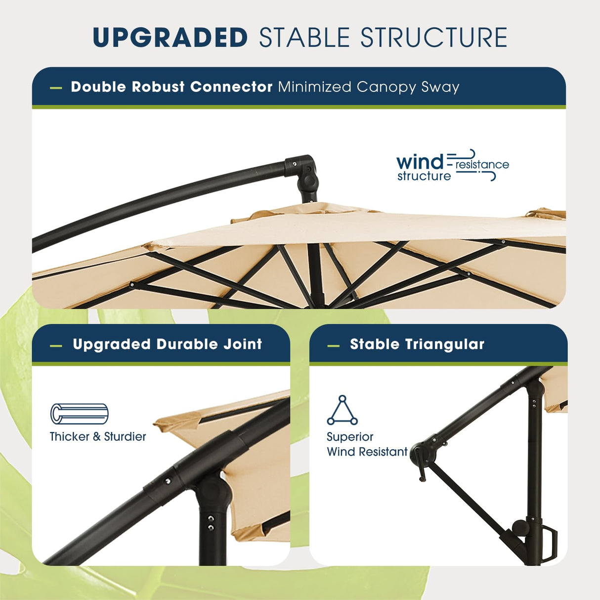 wikiwiki 10ft Patio Umbrella with Base Included, Outdoor Offset Cantilever Umbrella, Infinite Tilt, Crank and Cross Base, Beige wikiwiki