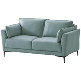 Acme Mesut Leather Upholstered Loveseat in Light Blue and Black Acme