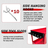 YATOINTO 3-Tier Rolling Tool Cart, Metal Rolling Cart with Side Hooks Wheels, 330LBS Heavy Duty Utility Carts, Handle Rolling Mechanic Tool Cart YATOINTO