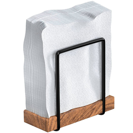 Tribello Modern Farmhouse Napkin Holder, Standing Vintage Napkin Holder for Tables, Steel And Wooden Base Kitchen & Dining Room Decor Tribello