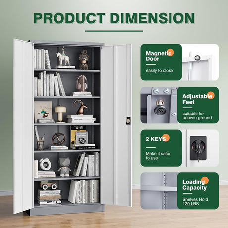 Letaya Metal Garage Storage Cabinets with Lock Door and Adjustable Shelves, Steel Tool Cabinets for Home,Office,Warehouse Organisieren (Gery White, 72" H) Letaya