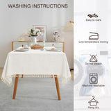 JIALE Textured Tablecloth, Heavy Duty Cotton Linen Farmhouse Table Cloth Rectangle Table, Waterproof Wrinkle-Free Rectangle Table Cover for Kitchen, Dining, Parties, 55"x75", Ivory JIALE