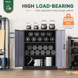 Letaya Metal Storage Cabinets with Lock Door,2 Adjustable Shelves Organizer Steel Storage Cabinets for Home,Office,Warehouse,Garage,Employee Lockers(Black Gray) Letaya