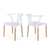 Christopher Knight Home Victoria Modern Dining Chair with Beech Wood Legs (Set of 2), White and Natural Finish Christopher Knight Home