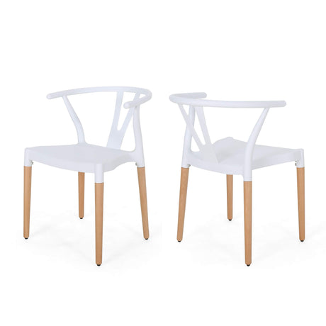 Christopher Knight Home Victoria Modern Dining Chair with Beech Wood Legs (Set of 2), White and Natural Finish Christopher Knight Home