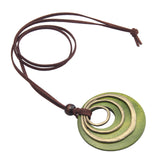joymiao Leather Necklaces for Women Boho Leather Necklace Long Wooden Neckalce Circle Vintage Necklace Wooden Pendant Long Necklaces joymiao