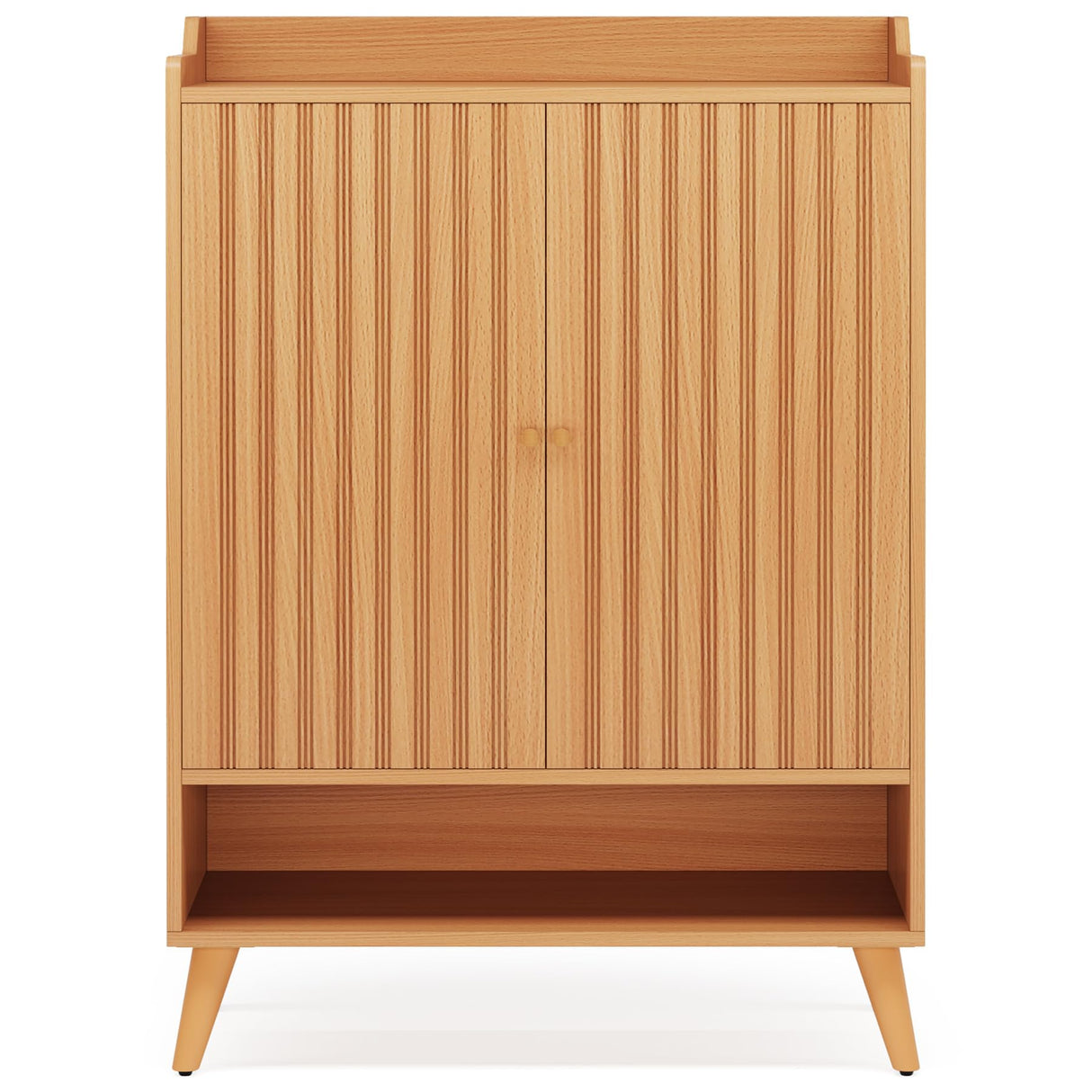 Tribesigns Shoe Cabinet with Doors, 5-Tier Shoe Storage Cabinet with Adjustable Shelves, Wooden Narrow Shoes Rack Shoe Storage Organizer for Entryway, Hallway, Closet, Living Room (1) Tribesigns