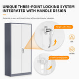 INTERGREAT Metal Storage Cabinet, 72" Armoire Wardrobe Closet with Doors, Storage Cabinet with Doors and Shelves,Tall Cabinet for Home Office, Bedroom, Laundry Room(New Gray) INTERGREAT