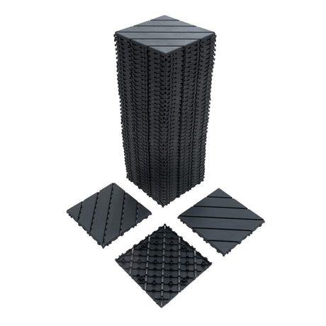 kejector 44 Pack Plastic Interlocking Deck Tiles,Patio Deck Tiles 12"x12" Square Waterproof Flooring Outdoor All Weather Use Slip-Resistant Decking Tiles for Poolside Balcony Backyard,Twill Lines kejector