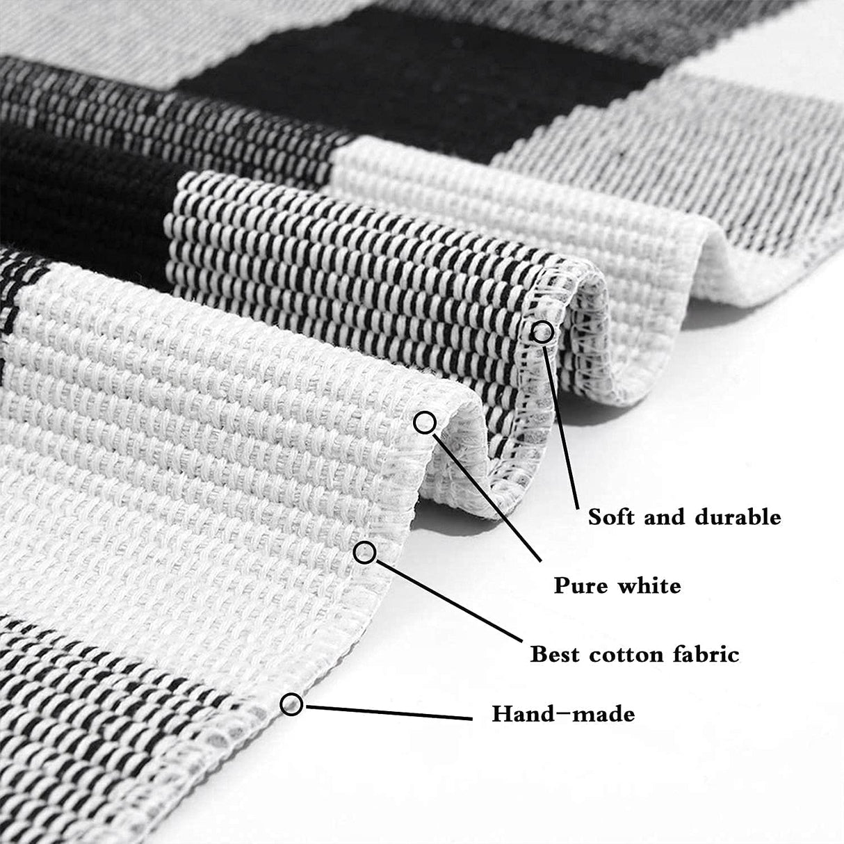 SEEKSEE Cotton Buffalo Plaid Rug 27.5"x43" Black and White Checked Rug Washable Doormats Indoor Outdoor Rugs for Layered Front Door Mats, Porch, Kitchen, Farmhouse, Entryway SEEKSEE