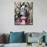 Funny Panda in Toilet Paint by Numbers for Adults Black and White Animal DIY Oil Painting Kits Tropical Plant Paint by Number Kits Canvas Farmhouse Arts Craft Modern Home Decor16x20In no Frame Tucocoo