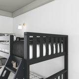 Max & Lily Scandinavian Twin Over Full Bunk Bed in Black – Durable Solid Wood Design for Kids Max & Lily