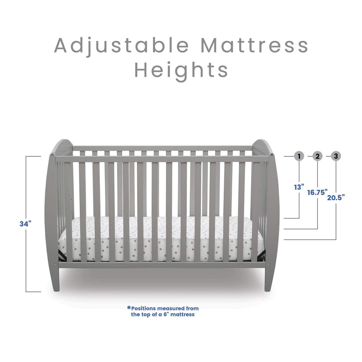 Delta Children Taylor 4-in-1 Convertible Baby Crib, Easy to Assemble, Sustainable New Zealand Wood, Grey Delta Children