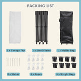 EROMMY 10' x 30' Pop Up Canopy Tent, Commercial Instant Canopy Heavy Duty with Roller Bag, 8 Sand Bags, 8 Wind Ropes & Ground Nails, Outdoor Canopies for Party Festival Event Wedding Camping EROMMY