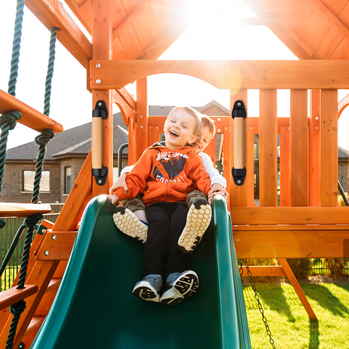 SELEWARE 9'' Barn Door Pull Handle Wood Handle for Fence Gate Barn Door Closet Sliding Door Sheds Indoor Handrail Playground Safety Handles, Comfy & Long Last Using SELEWARE