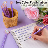 WEMATE 8Pcs Ballpoint Pens Set Metal Crystal Diamond Pen Glitter Pen for Journaling Purple Pens Bling in Black & Blue Ink Pretty Cute Pens Fancy Pens Gifts for Women Wedding School Office Desk(Purple) WEMATE