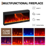 YUMPIE Farmhouse Fireplace TV Stand for TVs up to 80", 70 Inch Large TV Stand with Lighting Glass Door Cabinets/Drawers/Adjustable Shelves, Entertainment Center with 43" Electric Fireplace, White YUMPIE