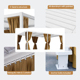 COSIEST 10'X20' Aluminum Louvered Pergola, All-Weather Adjustable Roof with Mosquito-Proof & UV Protection Netting Privacy Curtains for Deck, Backyard, Garden Outdoor Living Space (White) COSIEST