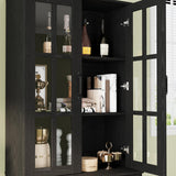 VOWNER TV Stand for TVs up to 75", 4-Piece TV Hutch with Cabinets, Entertainment Center with Bookshelves, Modular TV Console for Living Room, 2D+2H (Black, 111.12" W) VOWNER