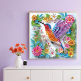Hummingbird Special Shape Diamond Art Kits for Beginners,5D Small Diamond Painting Kits for Adults DIY Flowers Diamonds Dots Painting with Crystals Rhinestones Gem Art and Crafts 11.8 X 11.8inch Paintcolor