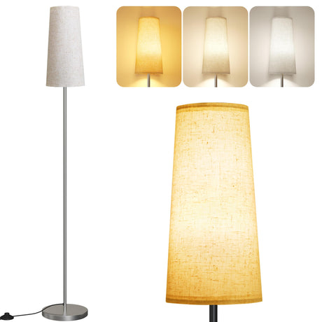 SUNMORY Floor Lamps for Living Room/Bedroom/Office, Standing Lamp with LED Bulb, 3 Color Temperature Tall Lamp, Suitable for Modern/Boho/Farmhouse and Other Home Decor Styles, Nickel Color SUNMORY