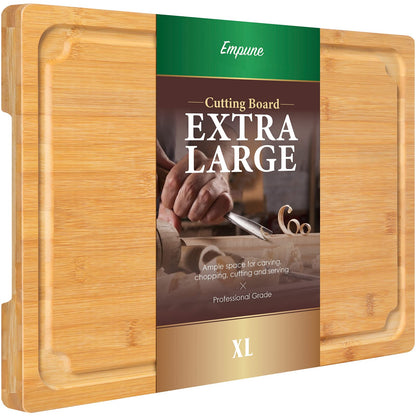 Extra Large Cutting Board, 17.6" Bamboo Cutting Boards for Kitchen with Juice Groove and Handles Kitchen Chopping Board for Meat Cheese board Heavy - WoodArtSupply