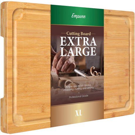 Extra Large Cutting Board, 17.6" Bamboo Cutting Boards for Kitchen with Juice Groove and Handles Kitchen Chopping Board for Meat Cheese board Heavy Empune