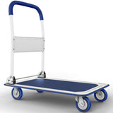 Upgraded Foldable Push Cart Dolly | 660 lbs. Capacity Moving Platform Hand Truck | Heavy Duty Space Saving Collapsible | Swivel Push Handle Flat Bed Wagon - Blue Lifetime Appliance Parts