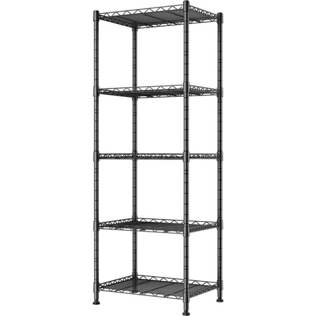 REGILLER 5-Wire Shelving Metal Storage Rack Adjustable Shelves, Standing Storage Shelf Units for Laundry Bathroom Kitchen Pantry Closet(Black, 16.6L x 11.8W x 53.5H) REGILLER