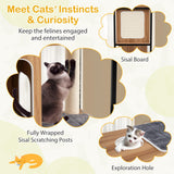 PETSITE 52 Inch Wood Cat Tree for Indoor Cats, Multi-Level Solid Metal Framed Wooden Cat Tower with Sisal Scratching Posts and Pad, 3 Condos, and Top Platform with Cat Hole PETSITE