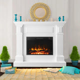 43 Inch Electric Fireplace with Mantel, Tall Fire Place Heater Freestanding with Remote Control Timer LED Flame for Living Room Bedroom, White Cloud Mountain