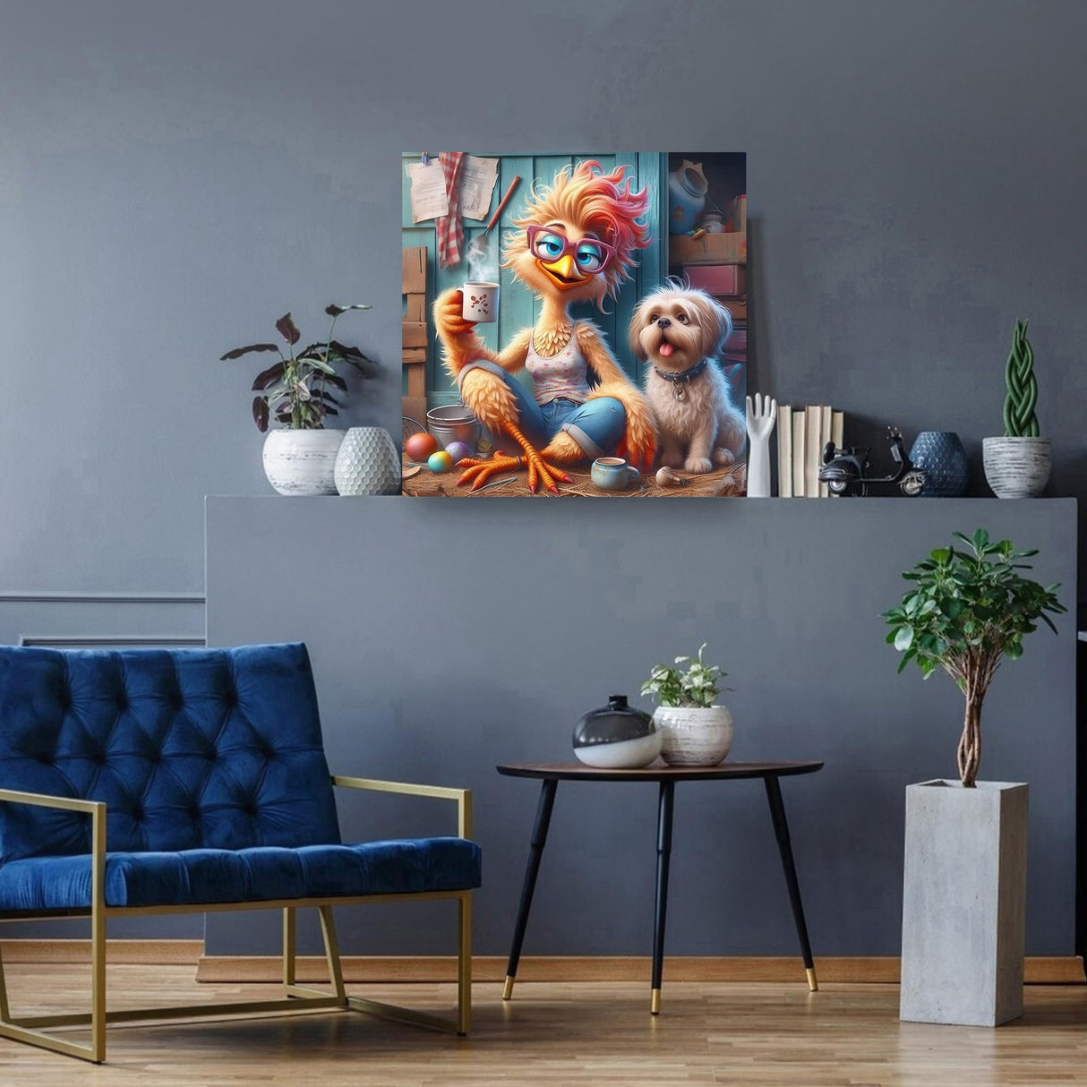 Zythron Chicken Diamond Art Kits for Adults,Chicken and Dog Diamond Painting, 5D Full Drill Diamond Art Gem Art Kit for Adults Wall Home Decor Arts Craft 14x14 inch Zythron