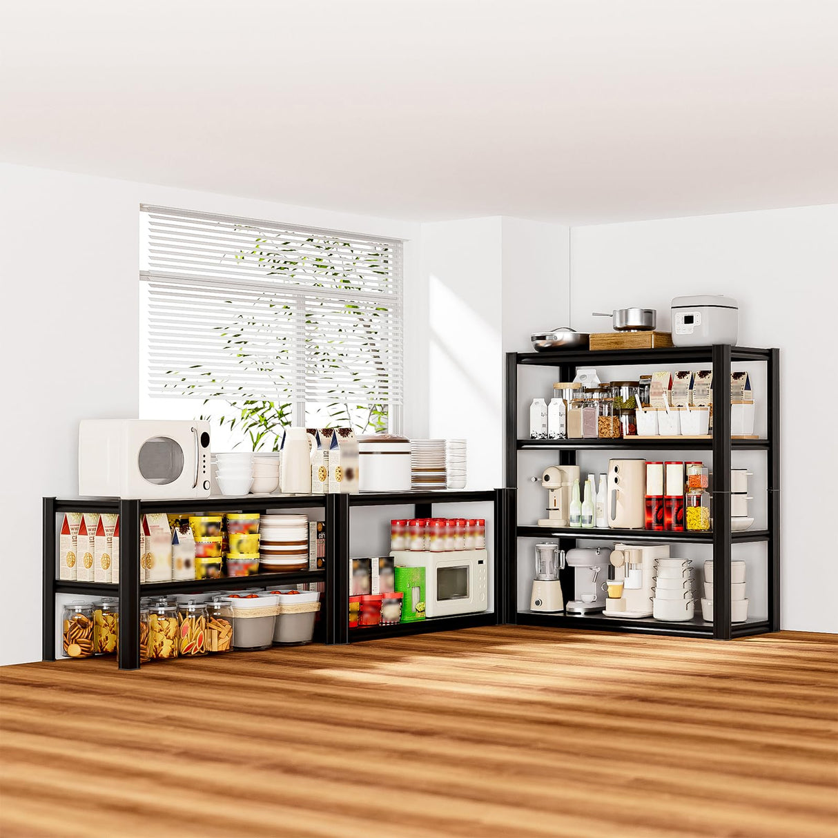 cynnda 4-Tier 40" W x 20" D x 60" H Garage Shelving Garage Storage Shelves 2500LBS Metal Industrial Shelf Adjustable Heavy Duty Shelving Storage Rack Shelving Unit (Black) cynnda