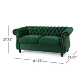 Christopher Knight Home Karen Traditional Chesterfield Loveseat Sofa, Emerald and Dark Brown, 61.75 x 33.75 x 27.75 Christopher Knight Home