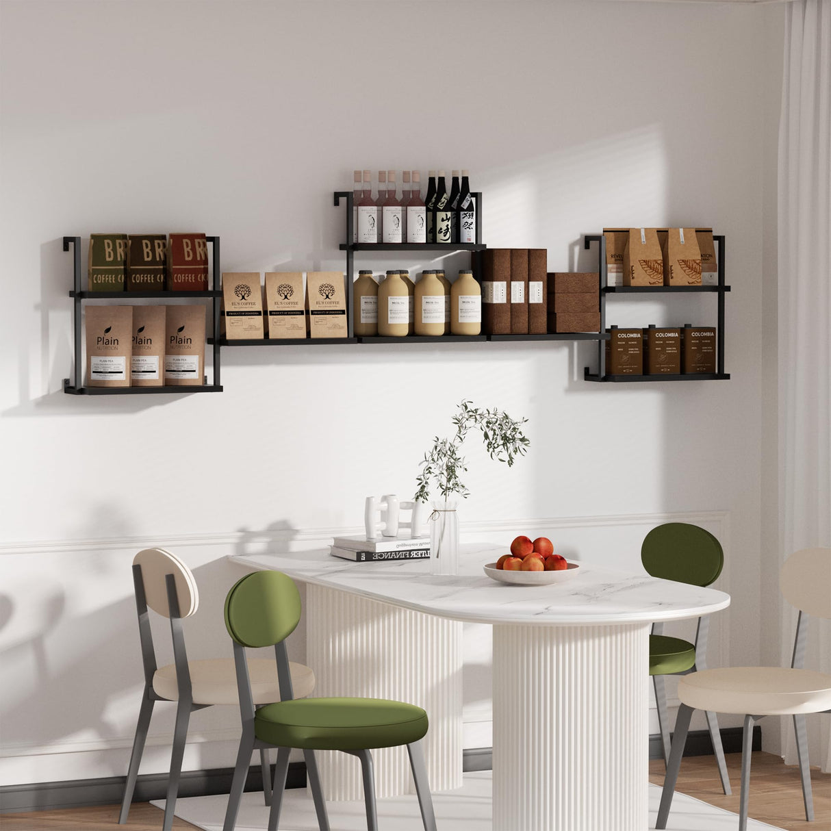 DEMEGA Wall Mounted Bookshelves, 80″ Floating Shelves for Wall, 8-Tier Wooden Hanging Bookshelf, Easy Installation Book Organizer for Home Office, Living Room, and Bedroom DEMEGA