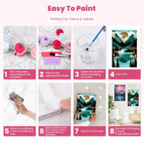 4 Pack Paint by Numbers Kits for Adults Beginners Framed Canvas, Adult Paint by Number Kit with Wooden Easel, Sunset Lake Mountains Easy Painting by Numbers for Adults Framed Crafts 8x12inch Genius maker