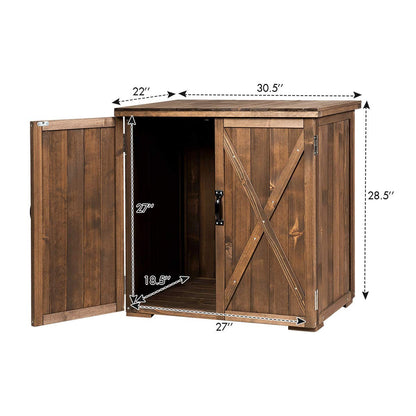 Goplus Compact Wooden Storage Shed, 2.5 X 2 Ft Fir Wood Cabinet for Garden Yard Patio - WoodArtSupply