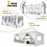 HOTEEL 10×20 Pop Up Canopy with 6 Sidewalls, UV 50+ and Waterproof Canopy Tent, Thickened Frame, Large Space Easy Pop Up Canopy, Outdoor Canopy for Weddings, Beaches, Parties, Patio (White) Hoteel