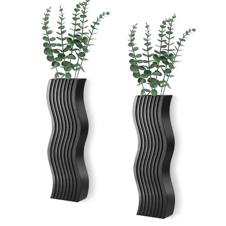 2 Pack Wall Decor Wood Wall Planters for Indoor Plants, Modern Wall Planter for Bathroom, Kitchen, Dining Room, Living Room Wall Decor, Farmhouse Wall Vase for Decor Dried Flowers and Faux Greenery Jorkol