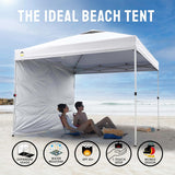 CROWN SHADES 10x10 Pop Up Canopy with 1 Side Wall - Beach Tent with One Push Setup - Outdoor Sun Shade for Events, Parties, Camping - Gazebo with STO-N-Go Cover Bag (White) CROWN SHADES